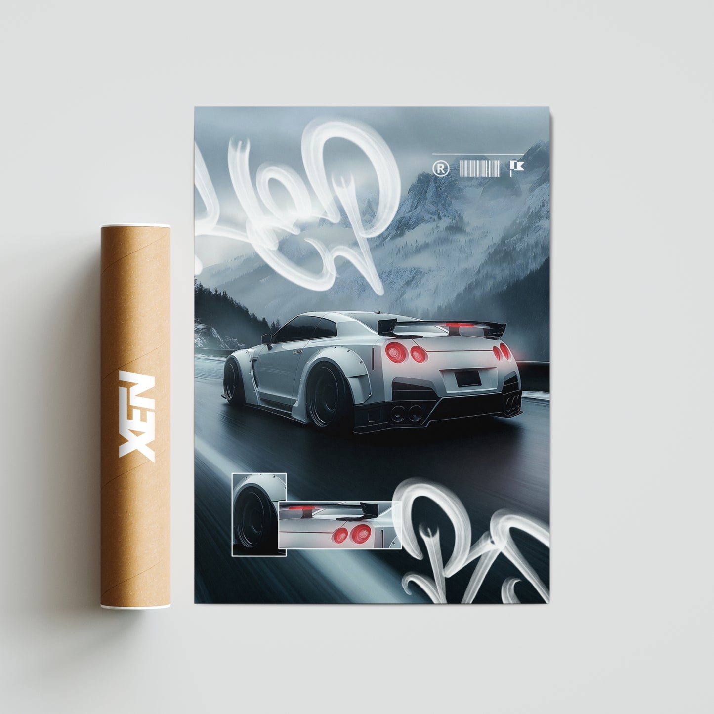 Plakat Nissan GT-R R-35 - Śnieg