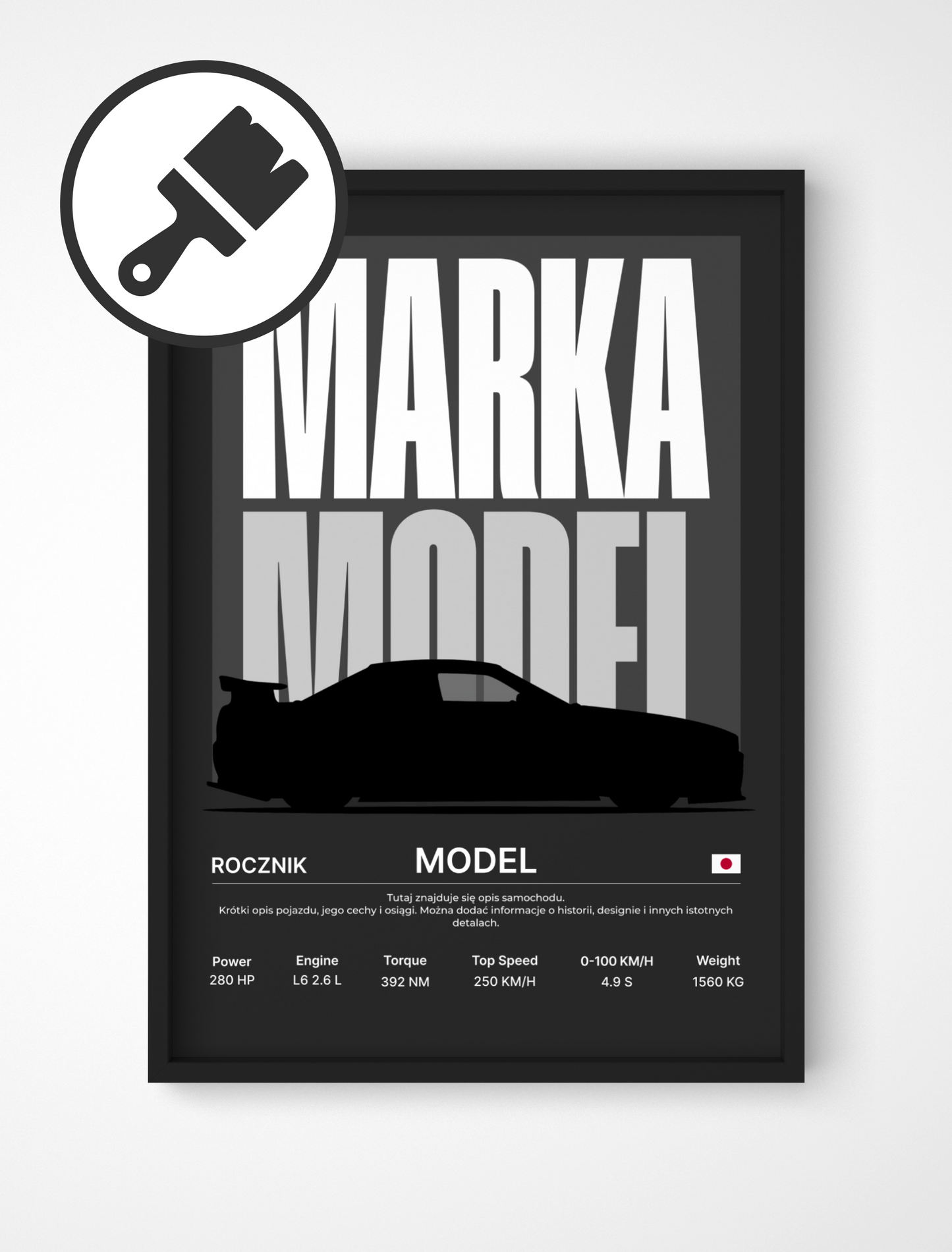 Plakat z Wybranym Samochodem - Czarny
