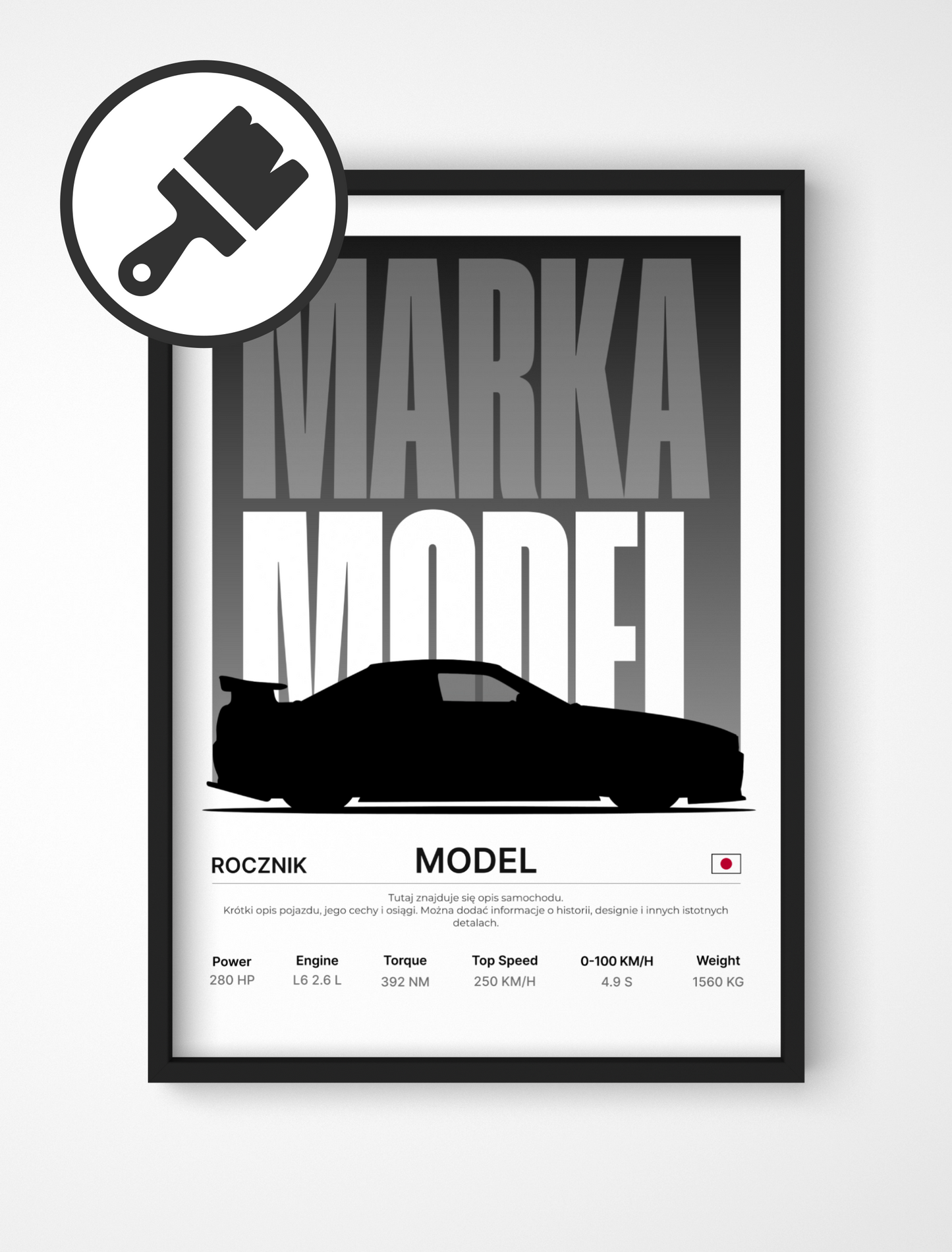 Plakat z Wybranym Samochodem - Biały