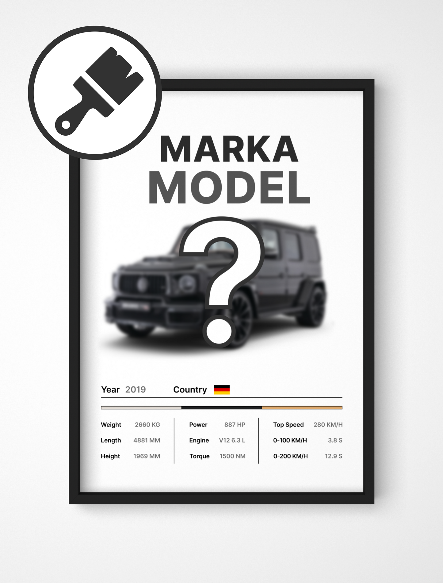 Plakat z Wybranym Samochodem - Biały