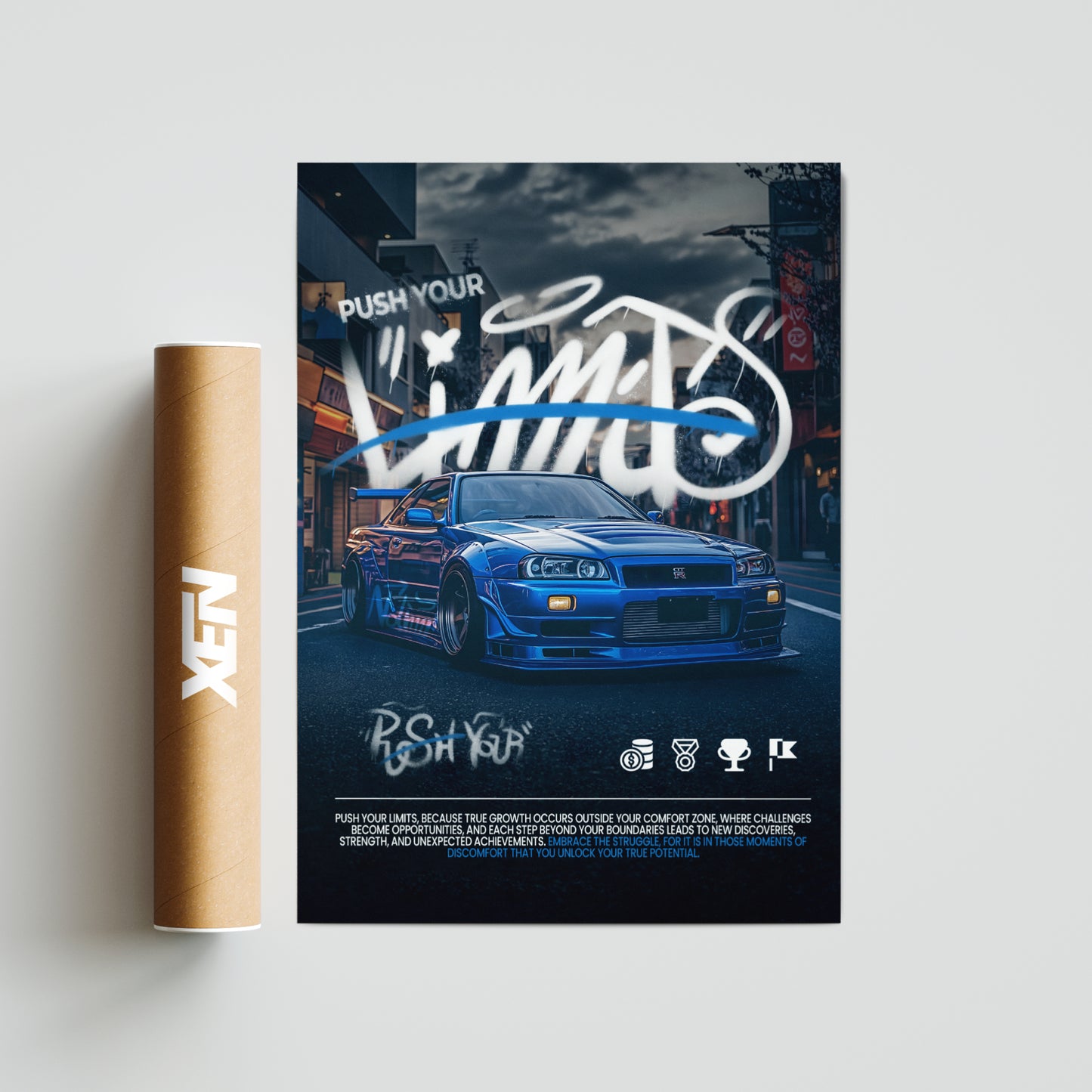 Plakat Nissan Skyline R-34 - "Limits"