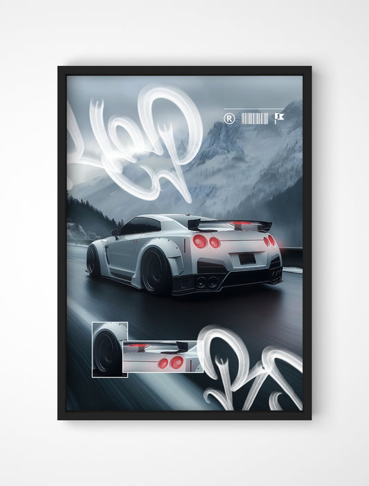 Plakat Nissan GT-R R-35 - Śnieg