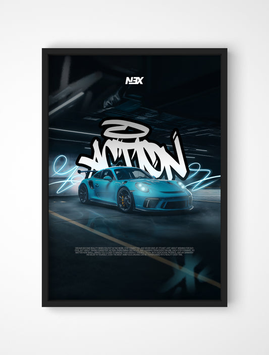 Plakat Porsche 911 GT3 RS - "Neon"