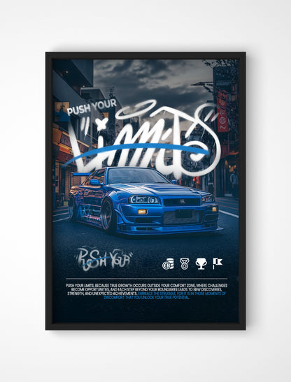 Plakat Nissan Skyline R-34 - "Limits"